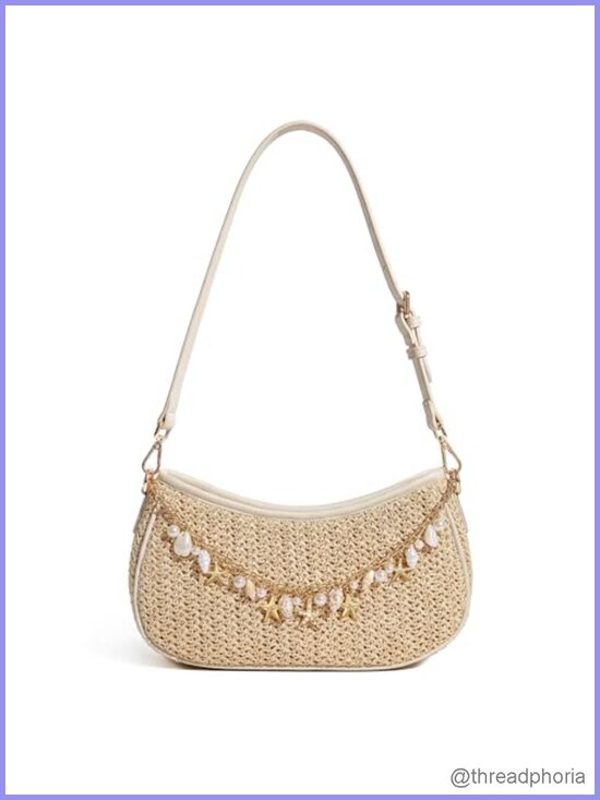 Handbags - Straw Shoulder Bag Women Raffia Woven Beach Vacation Purse